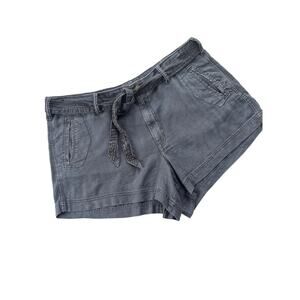 American Eagle Linen Blend Women Shorts 16 Minimalist Relaxed Tie Belt Blue 3.5"